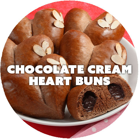 Click to see new recipe Chocolate Cream Heart Buns