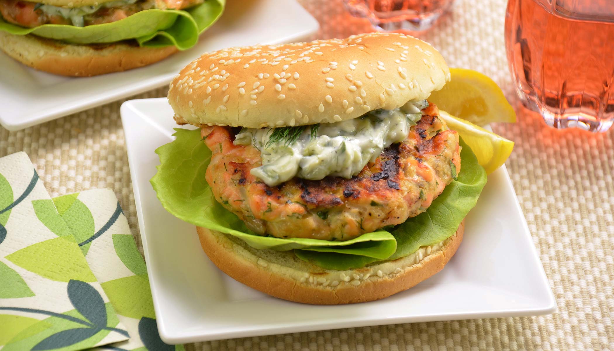 Salmon Burgers with <i>Tzatziki</i>