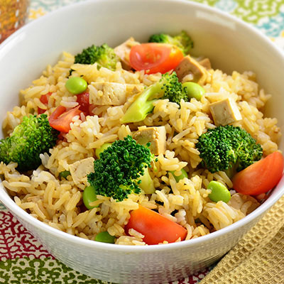 Zojirushi Recipe – Jasmine Rice with Tofu, Broccoli and <i>Edamame</i>