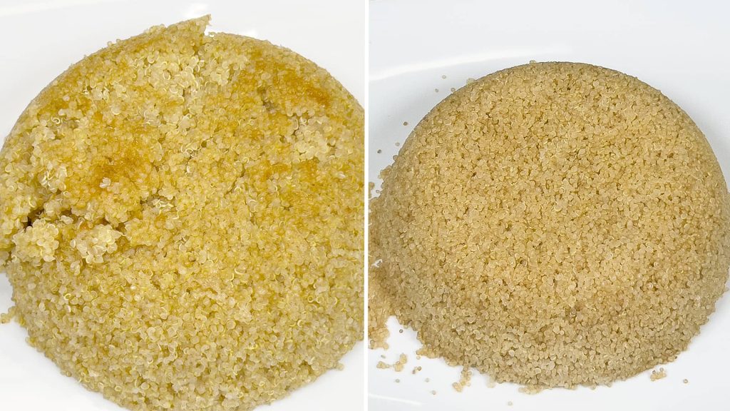 Cooked quinoa side by side