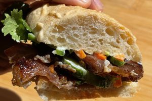 BBQ pork banh mi sandwich