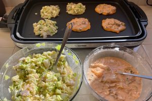 okonomiyaki and pajeon batter side by side