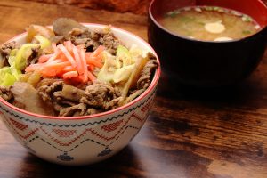 Gyu-don and miso soup