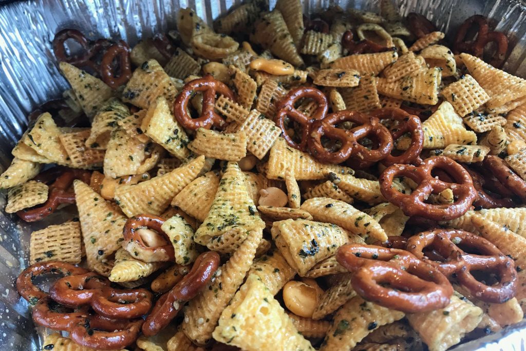 furikake chex mix close-up