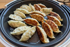 gyoza browned and done