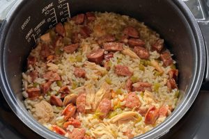 jambalaya in rice pot