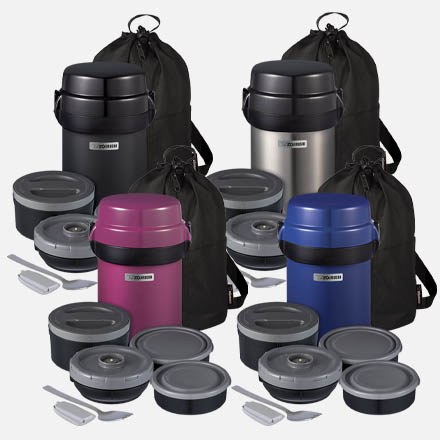 ZOJIRUSHI Heat insulation stainless steel lunch box Lunch jar 3 cups of tea  bow microwave corresponding black SL-GH18-BA 